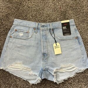 Levi's Women's Distressed Light Blue Jean Shorts